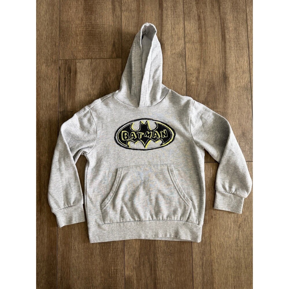 Batman Boys Gray Pullover Hoodie Sweatshirt Size Medium
